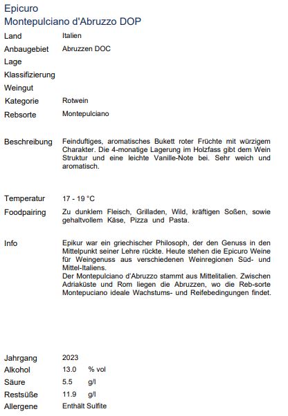 Epicuro Montepulciano d'Abruzzo DOP