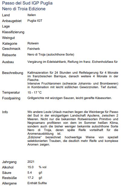 Passo del Sud IGP Puglia Nero di Troia Edizione