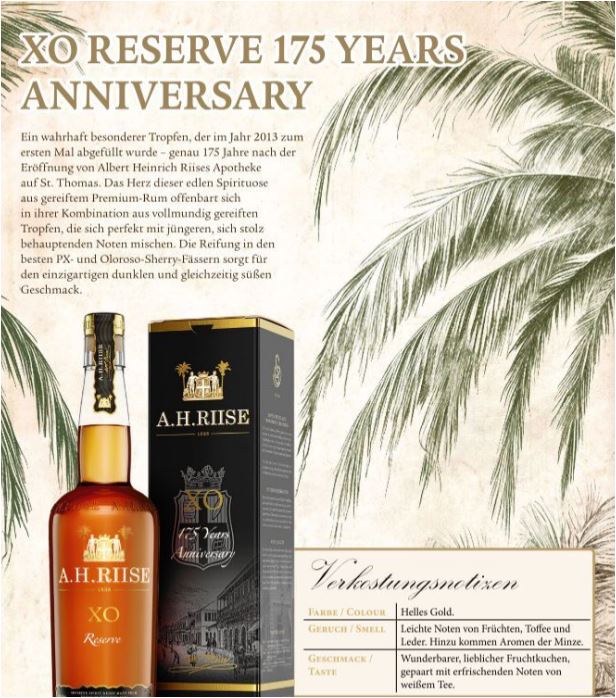 A.H. Riise XO RESERVE 175 Years Anniversary 42% vol.
