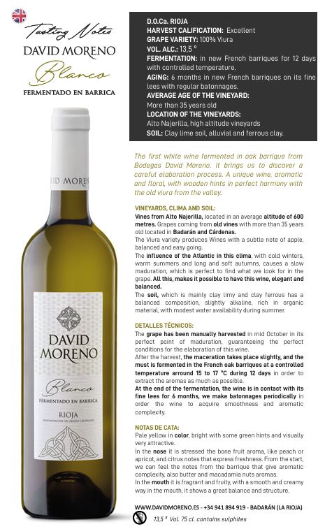 David Moreno Blanco Fermentado en Barrica -
🟣 Cremig & Texturiert
🟢 Klar & Mineralisch