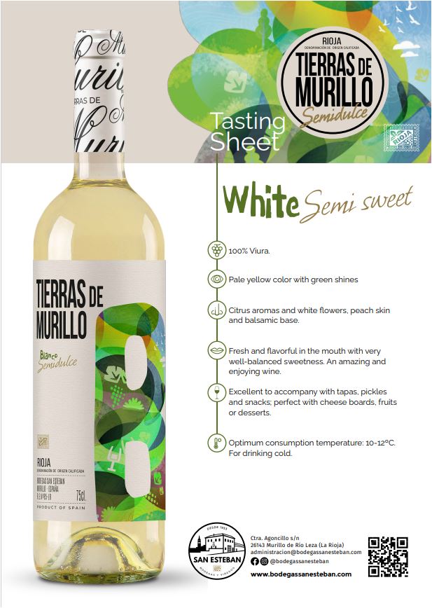 TIERRAS DE MURILLO Blanco Semidulce DOCa Rioja