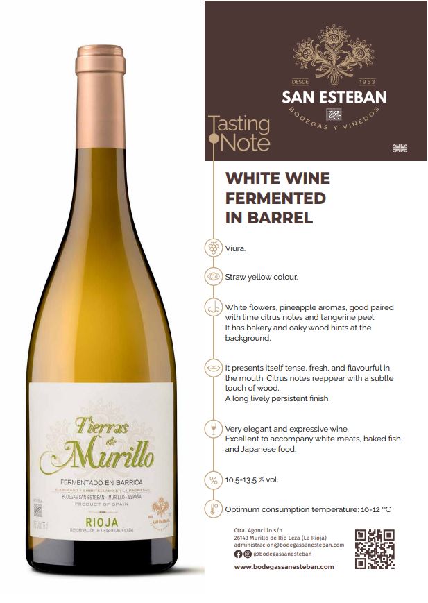 TIERRAS DE MURILLO Blanco Fermentado en Barrica DOCa Rioja