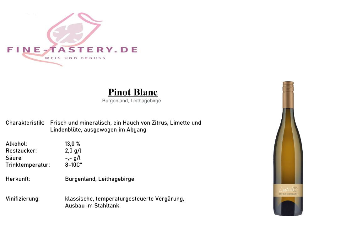Pinot Blanc Bergweingarten Weingut Lentsch Burgenland Leithaberg